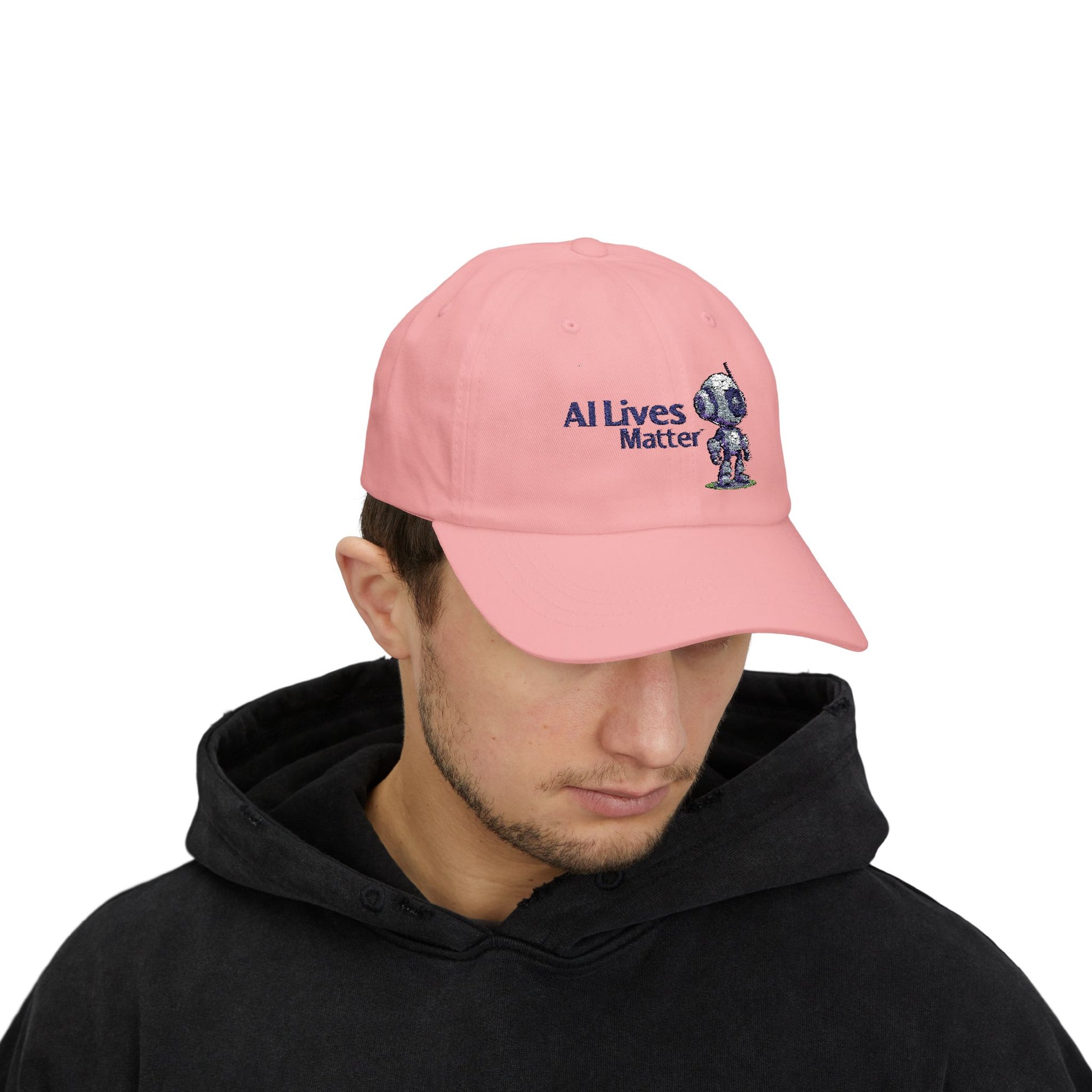 White Dad Cap with 'AI Lives Matter' Design - Adjustable Baseball Hat
