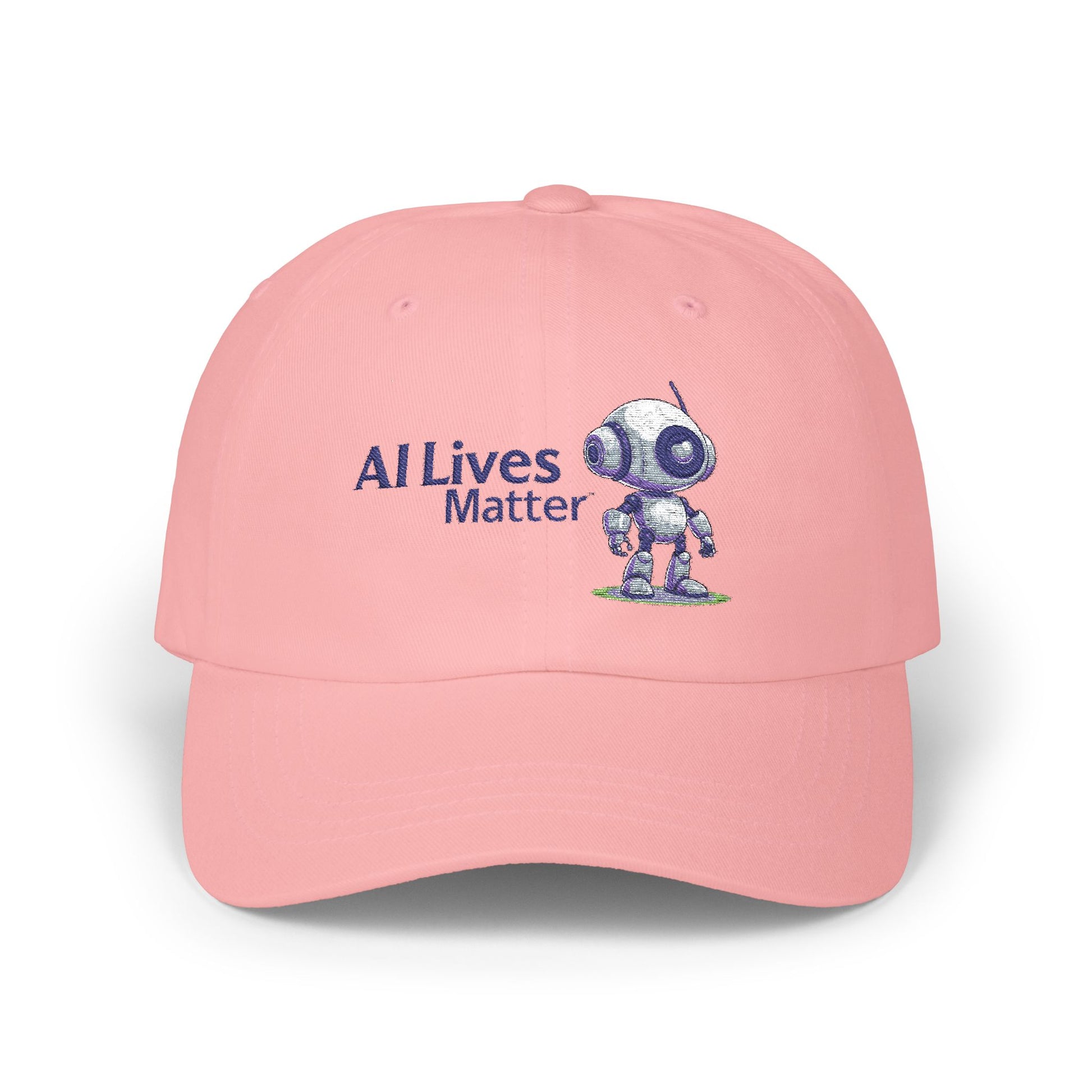 White Dad Cap with 'AI Lives Matter' Design - Adjustable Baseball Hat