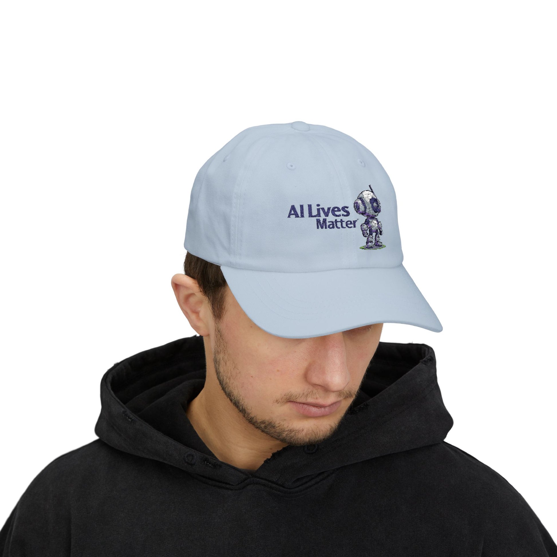 White Dad Cap with 'AI Lives Matter' Design - Adjustable Baseball Hat