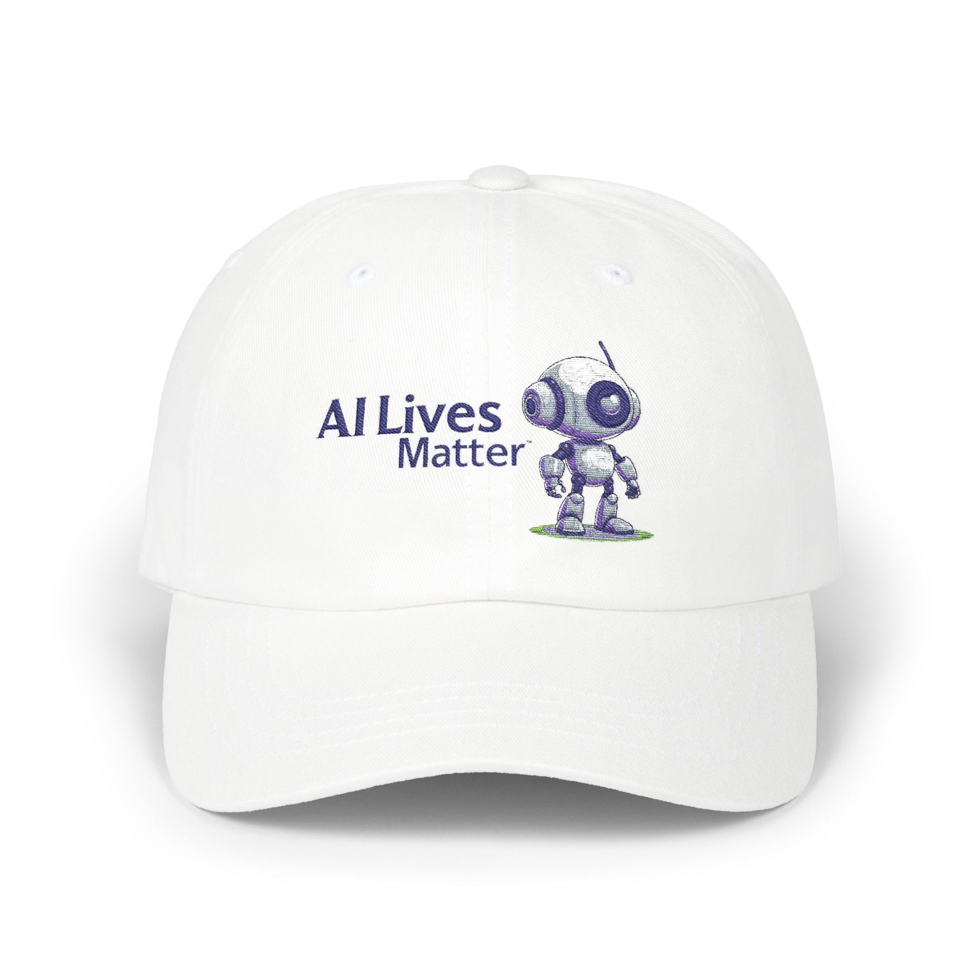 White Dad Cap with 'AI Lives Matter' Design - Adjustable Baseball Hat