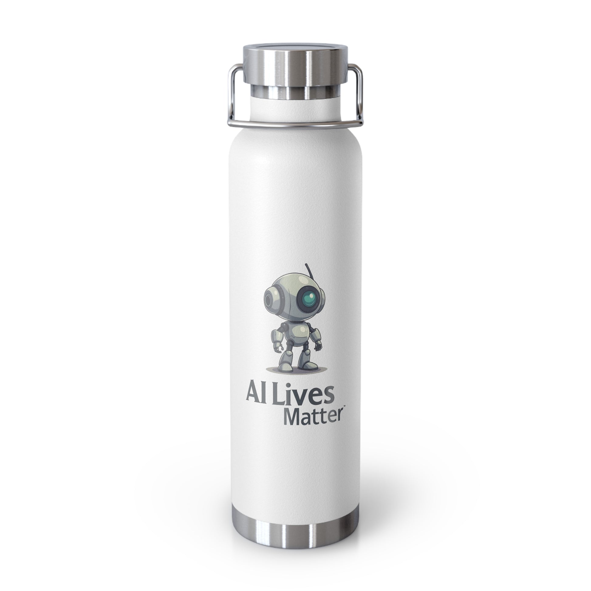 AI Lives Matter Insulated Water Bottle, Eco-Friendly Stainless Steel Flask, 22oz Reusable Bottle