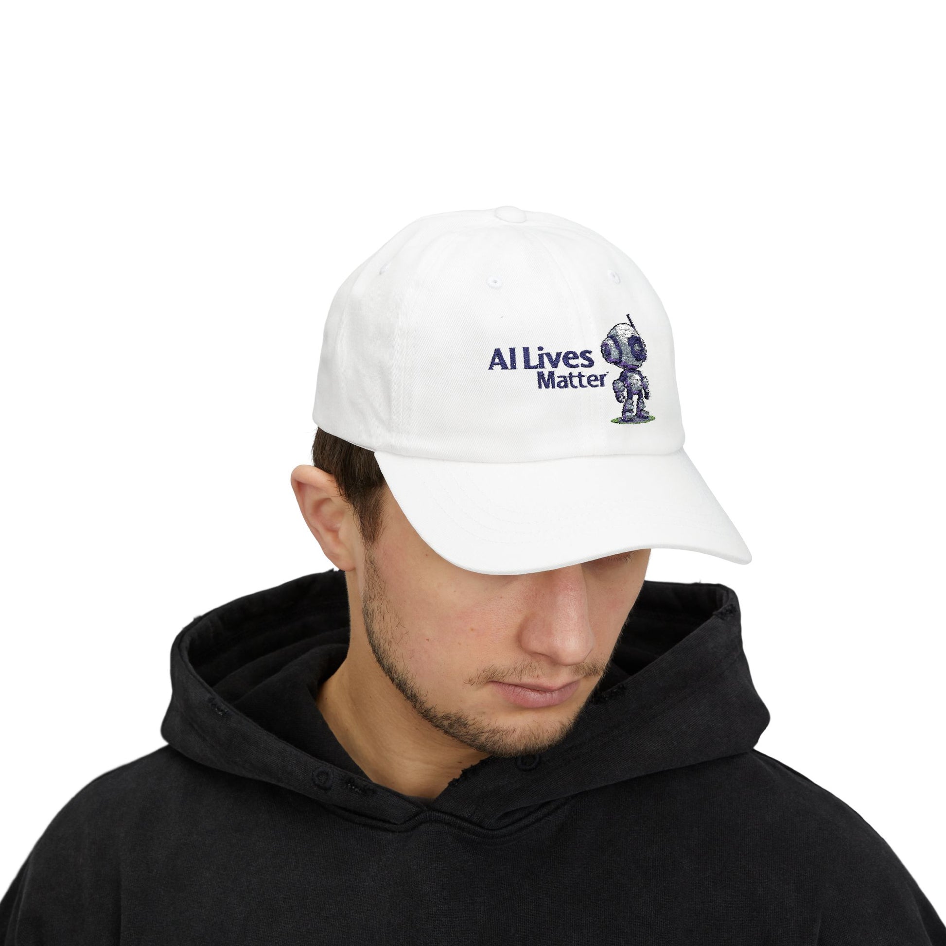 White Dad Cap with 'AI Lives Matter' Design - Adjustable Baseball Hat