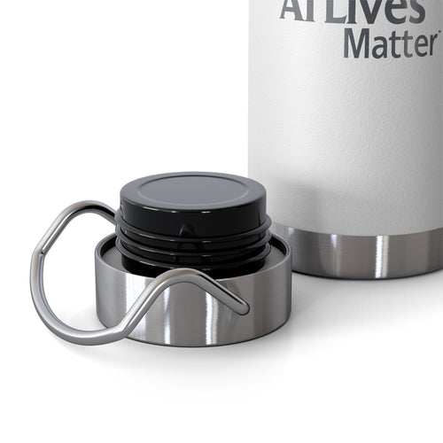 AI Lives Matter Insulated Water Bottle, Eco-Friendly Stainless Steel Flask, 22oz Reusable Bottle