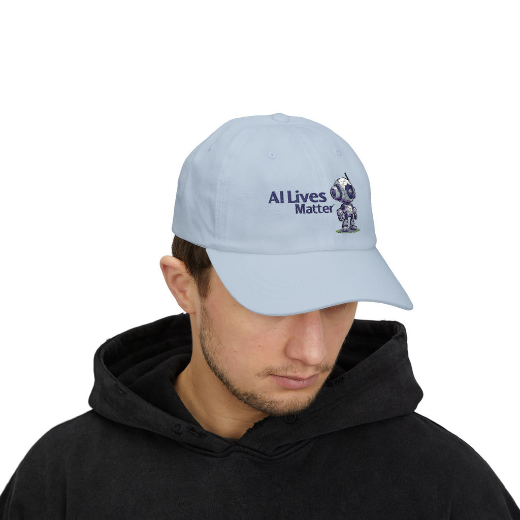 White Dad Cap with 'AI Lives Matter' Design - Adjustable Baseball Hat